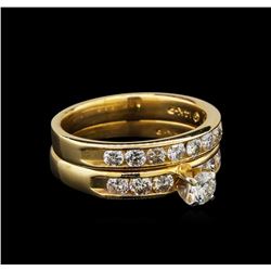 1.11 ctw Diamond Wedding Ring Set - 14KT Yellow Gold