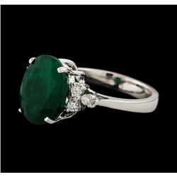 4.36 ctw Emerald and Diamond Ring - 14KT White Gold