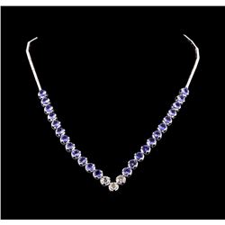 14KT White Gold 16.08 ctw Tanzanite and Diamond Necklace