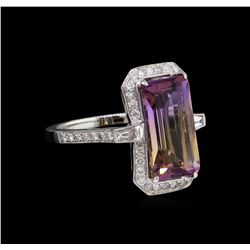 14KT White Gold 4.89 ctw Ametrine Quartz and Diamond Ring