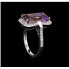 Image 4 : 14KT White Gold 4.89 ctw Ametrine Quartz and Diamond Ring