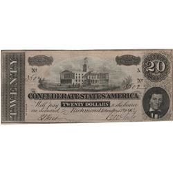 1864 $20 Confederate States of America Bank Note