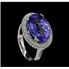 Image 4 : 8.84 ctw Tanzanite and Diamond Ring - 14KT White Gold