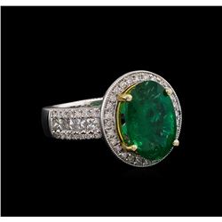 14KT Two-Tone 3.39 ctw Emerald and Diamond Ring