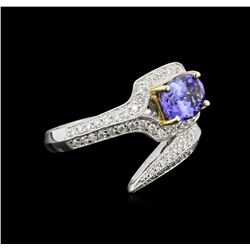 1.40 ctw Tanzanite and Diamond Ring - 18KT Two-Tone Gold