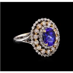 14KT Two-Tone Gold 1.73 ctw Tanzanite and Diamond Ring