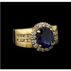 14KT Yellow Gold GIA Certified 2.26 ctw Sapphire and Diamond Ring