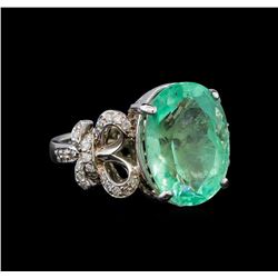 GIA Cert 8.92 ctw Emerald and Diamond Ring - 14KT White Gold