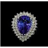 Image 2 : 11.90 ctw Tanzanite and Diamond Ring - 14KT White Gold