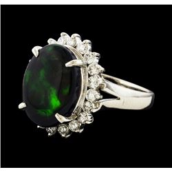 4.08 ctw Black Opal and Diamond Ring - Platinum