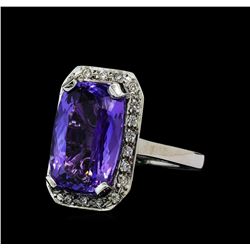 9.03 ctw Tanzanite and Diamond Ring - 14KT White Gold