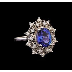 4.10 ctw Tanzanite and Diamond Ring - 14KT White Gold