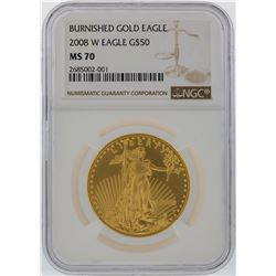 2008-W NGC MS70 $50 Burnished Gold Eagle Gold Coin