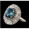 Image 1 : 2.34 ctw Blue Zircon and Diamond Ring - 14KT White Gold