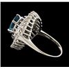 Image 3 : 2.34 ctw Blue Zircon and Diamond Ring - 14KT White Gold