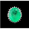 Image 2 : GIA Cert 13.50 ctw Emerald and Diamond Ring - 14KT White Gold