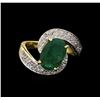 Image 2 : 2.75 ctw Emerald and Diamond Ring - 14KT Yellow Gold