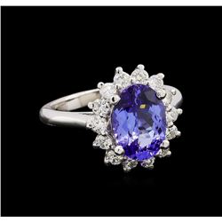 3.00 ctw Tanzanite and Diamond Ring - 14KT White Gold