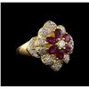 Image 1 : 1.35 ctw Ruby and Diamond Ring - 18KT Yellow Gold