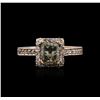 Image 2 : 14KT Rose Gold 1.30 ctw Fancy Green Diamond Ring