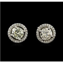 2.09 ctw Diamond Earrings - 14KT White Gold