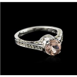 14KT White Gold 1.13 ctw Morganite and Diamond Ring