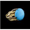 Image 1 : 14KT Yellow Gold 7.64 ctw Turquoise and Sapphire Ring