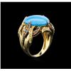 Image 3 : 14KT Yellow Gold 7.64 ctw Turquoise and Sapphire Ring