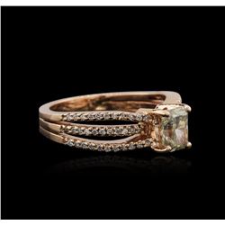 14KT Rose Gold 1.42 ctw Fancy Green Diamond Ring