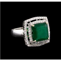 14KT White Gold 6.03 ctw Emerald and Diamond Ring