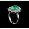 Image 4 : GIA Cert 5.88 ctw Emerald and Diamond Ring - 14KT White Gold