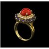 Image 4 : 14KT White Gold 3.70 ctw Coral, Sapphire and Diamond Ring