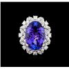 Image 2 : 10.00 ctw Tanzanite and Diamond Ring - 14KT White Gold