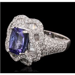 18KT White Gold 3.35 ctw Tanzanite and Diamond Ring