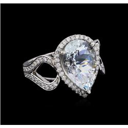 5.77 ctw Aquamarine and Diamond Ring - 14KT White Gold