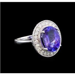 14KT White Gold 5.61 ctw Tanzanite and Diamond Ring