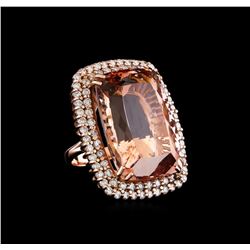 GIA Cert 60.22 ctw Morganite and Diamond Ring - 14KT Rose Gold