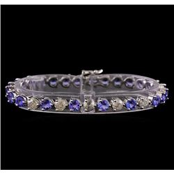 14KT White Gold 12.69 ctw Tanzanite and Diamond Bracelet