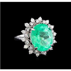 9.08 ctw Emerald and Diamond Ring - 14KT White Gold