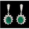 Image 1 : 5.83 ctw Emerald and Diamond Earrings - 14KT White Gold