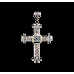 10KT White Gold 1.94 ctw Diamond Cross Pendant