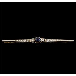 1.77 ctw Sapphire and Diamond Brooch - 14KT Yellow and White Gold