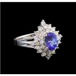 14KT White Gold 1.28 ctw Tanzanite and Diamond Ring