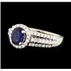 Image 1 : 0.90 ctw Sapphire and Diamond Ring - 14KT White Gold