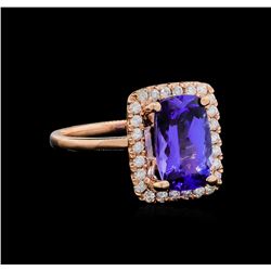 3.46 ctw Tanzanite and Diamond Ring - 14KT Rose Gold