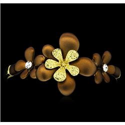 Flower Hand Painted Bracelet - Gold Plated