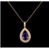 Image 1 : 3.50 ctw Tanzanite and Diamond Pendant - 14KT Yellow Gold