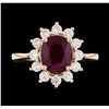 Image 2 : 2.19 ctw Ruby and Diamond Ring - 14KT Rose Gold