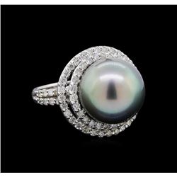 Pearl and Diamond Ring - 14KT White Gold