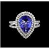 Image 2 : 14KT White Gold 3.01 ctw Tanzanite and Diamond Ring